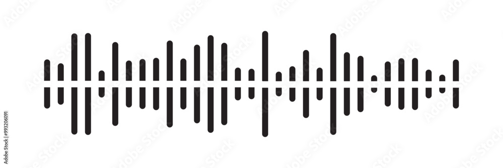 Radio Wave icon. Monochrome simple sound wave on white background. Vector sound wave icon. Music player sound bar. Record interface. Equalizer icon with soundwave line. vector illustration in eps 10. Radio Wave icon. Monochrome simple sound wave on white background. Vector sound wave icon. Music player sound bar. Record interface. Equalizer icon with soundwave line. vector illustration in eps 10.