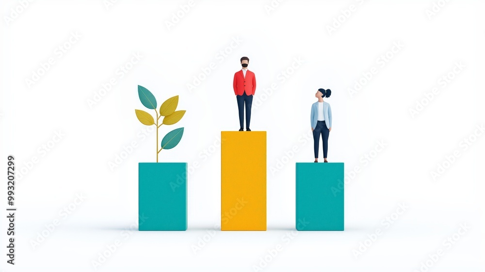 Business growth concept with figures and plant on bar charts, white isolated background. Business growth concept with figures and plant on bar charts, white isolated background.