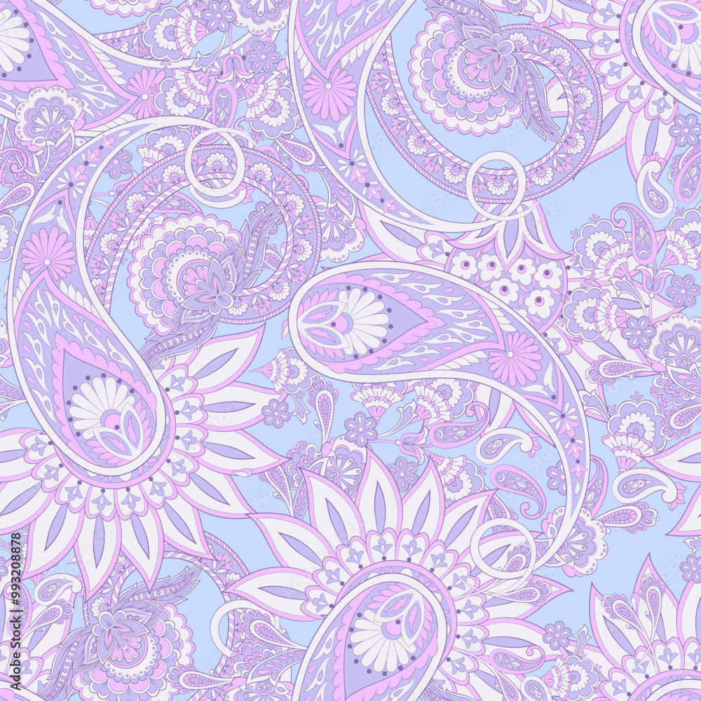 Fototapeta premium Vintage floral background. Damask paisley seamless vector pattern