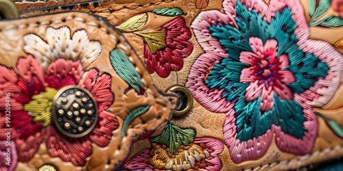 Wallpaper Mural Colorful textile decoration close up craft fashion embroidered rug silk elegance generated by artificial intelligence
 Torontodigital.ca