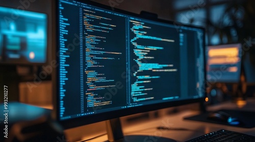 Wallpaper Mural Source code, programming code on a computer screen, developers working on codes, source code photo, technology background. Torontodigital.ca