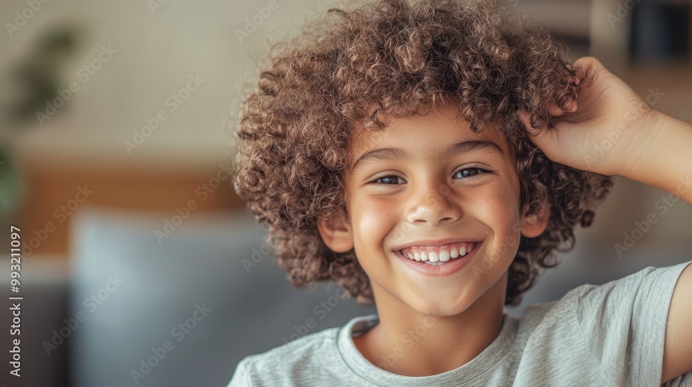 The Happy Boy with Curly Hair The Happy Boy with Curly Hair