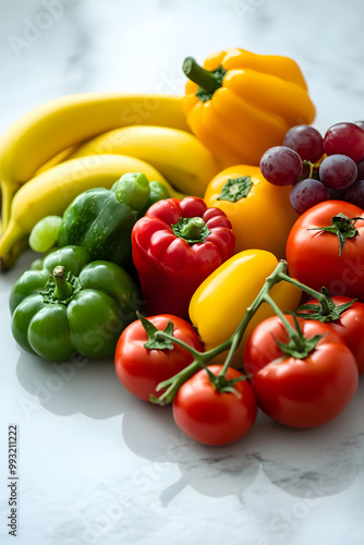 A Bountiful Display of Fresh and Nutritious Fruits and Vegetables Promoting a Balanced Diet