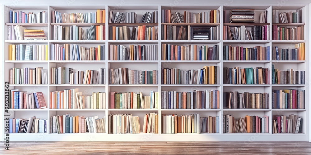 Minimalist Bookshelf with Carefully Arranged Books Minimalist Bookshelf with Carefully Arranged Books