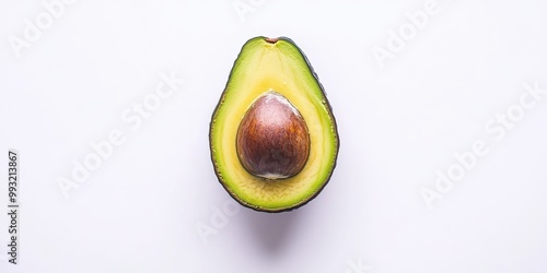 Fresh Single Ripe Avocado on Plain White Surface