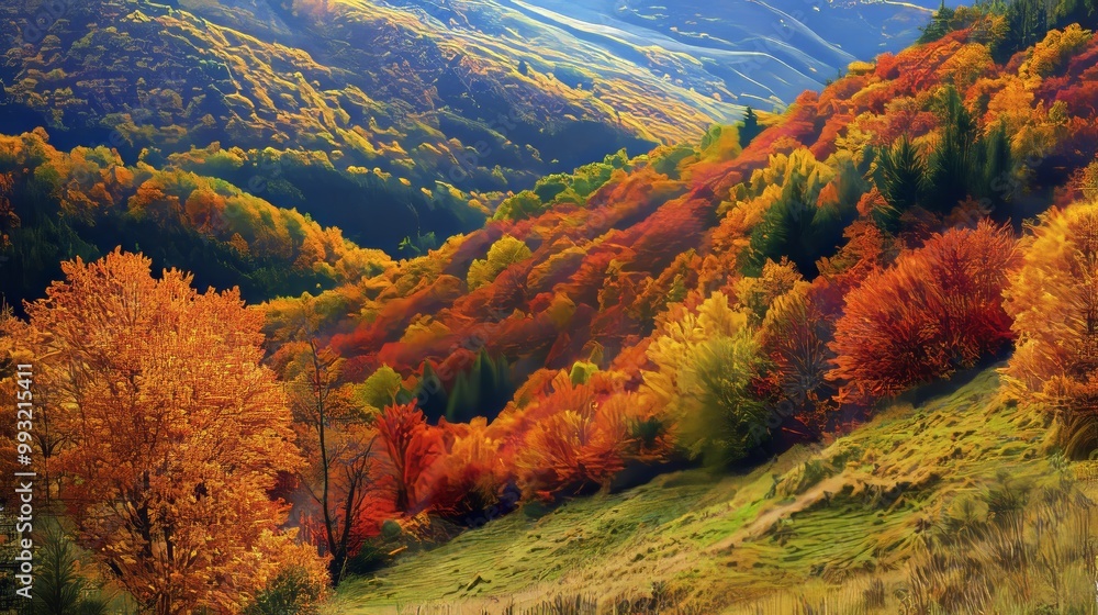 The Wastach hills become a vibrant tapestry of colors during the autumn season. The Wastach hills become a vibrant tapestry of colors during the autumn season.