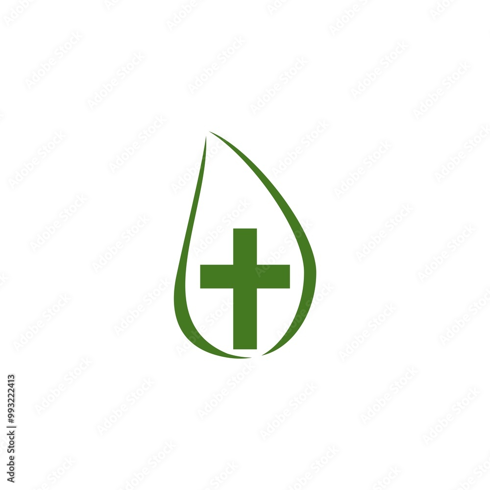 Fototapeta premium Leaf religious cross icon isolated on white background .
