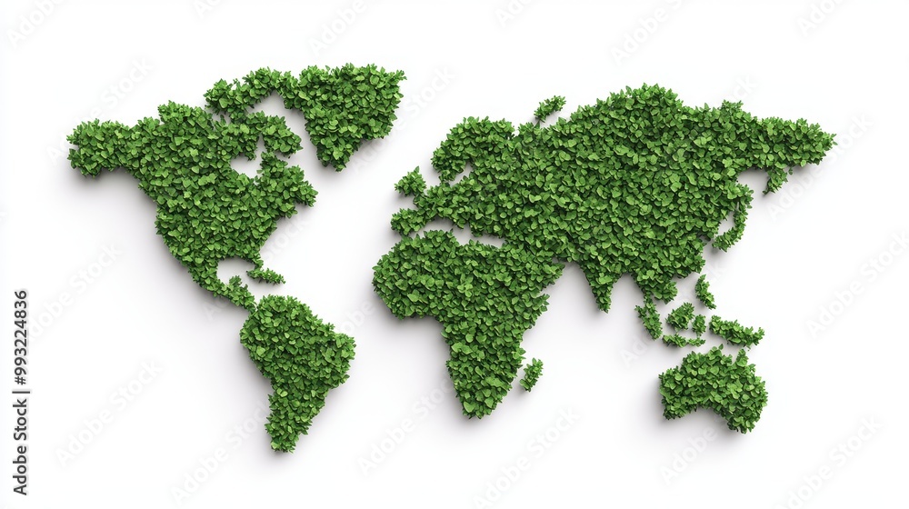 Green World Map Sustainable Concept Illustration Green World Map Sustainable Concept Illustration