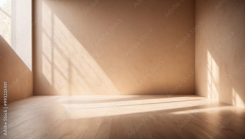 empty studio space with large window and empty wall in warm tones , mockup for your idea, ai generated, ai empty studio space with large window and empty wall in warm tones , mockup for your idea, ai generated, ai