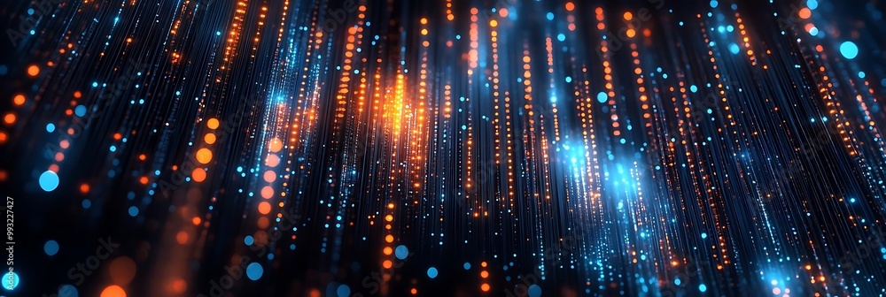 Abstract Background of Glowing Blue and Orange Particles Abstract Background of Glowing Blue and Orange Particles