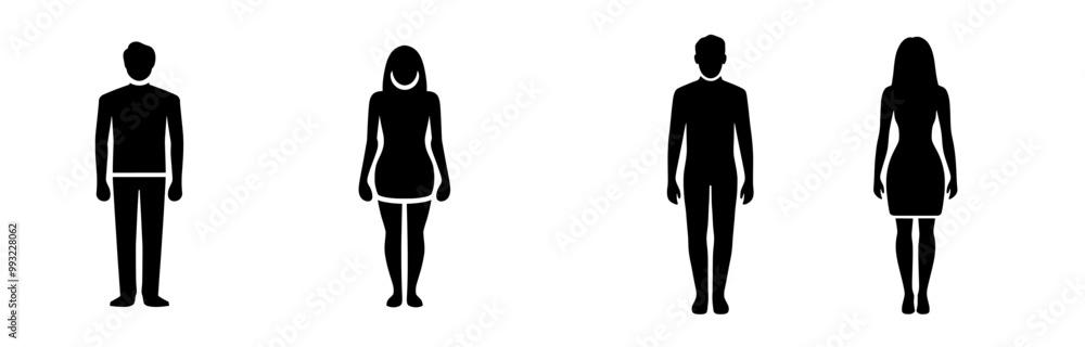 Set of bathroom door pictograms. Women and men public toilet modern ...