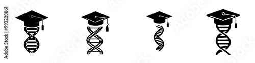 A solid or glyph icon depicting the term biology, DNA, genetics, biological, education, bachelor, educational.