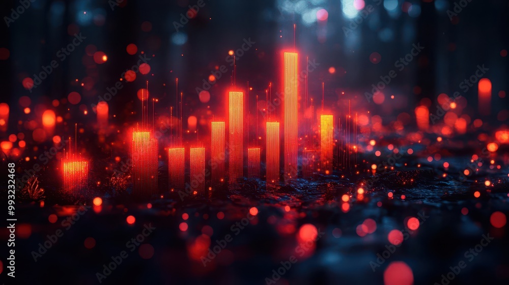 a stylized stock market chart rising against a dark blurred backdrop filled with soft bokeh lights symbolizing growth and investment in a dynamic financial landscape a stylized stock market chart rising against a dark blurred backdrop filled with soft bokeh lights symbolizing growth and investment in a dynamic financial landscape