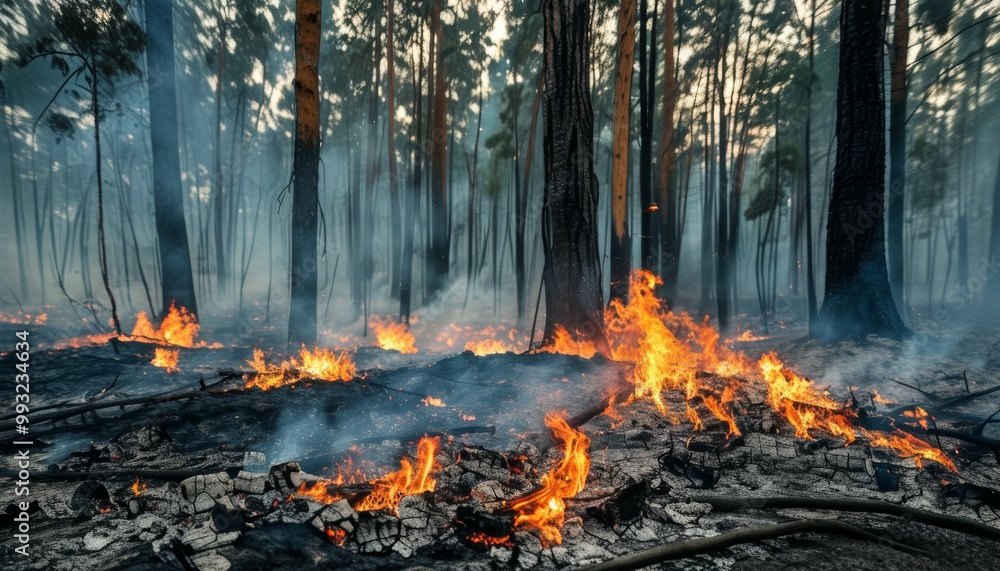 the forest is burning, a fire in the forest, a forest fire - burning trees engulfed in fire the forest is burning, a fire in the forest, a forest fire - burning trees engulfed in fire