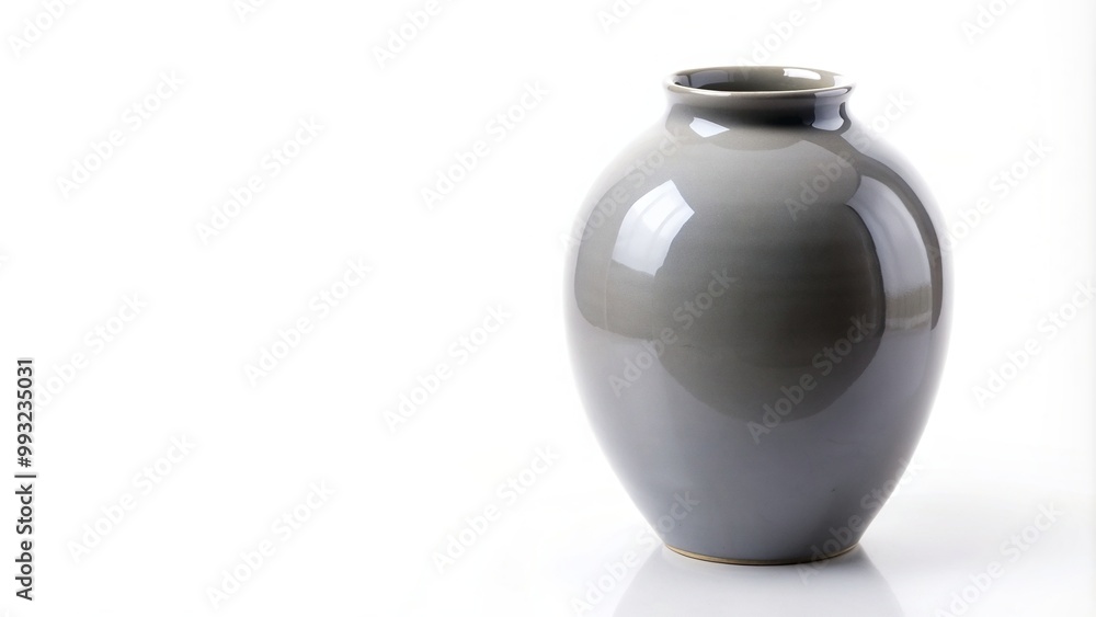 Empty round grey vase isolated on white background at eye level, eye level,empty, vase, grey, round Empty round grey vase isolated on white background at eye level, eye level,empty, vase, grey, round