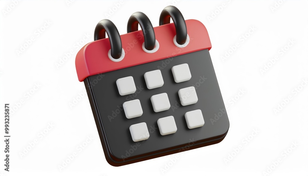 Naklejka premium Modern digital calendar icon with a sleek design, placed on a white isolated background.