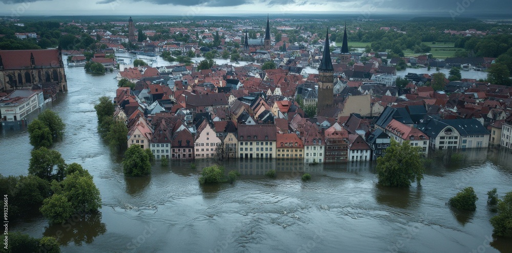 Obraz premium flood disaster river emergency