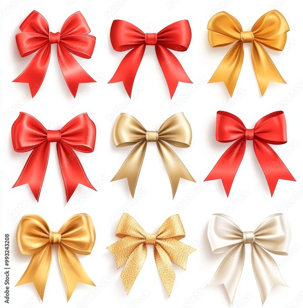 An elegant satin ribbon in red and gold on a white background An elegant satin ribbon in red and gold on a white background