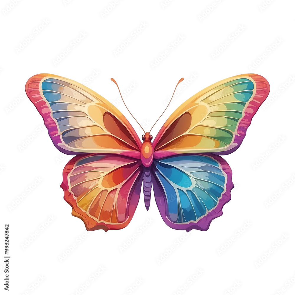Rainbow butterfly vector illustration, Png. Rainbow butterfly vector illustration, Png.