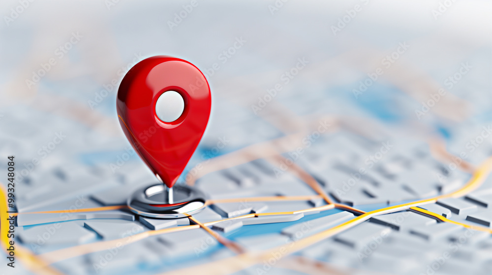 Map with location pin on city street in 3D navigation travel and GPS concept Map with location pin on city street in 3D navigation travel and GPS concept