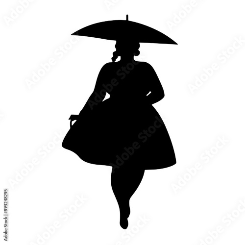 Overweight woman silhouette vector illustration transparent background