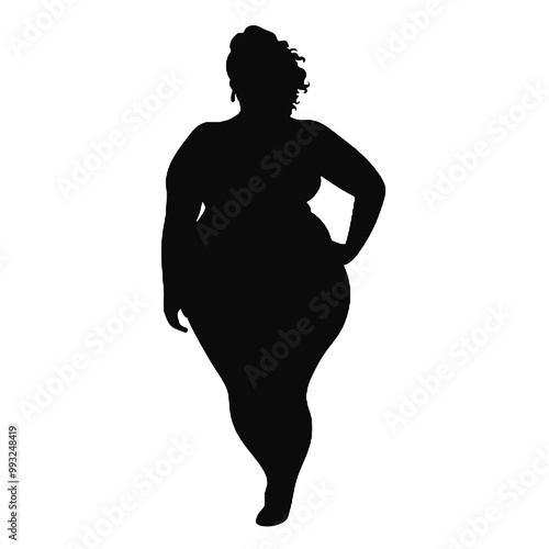 Overweight Fat Women Silhouette -vector illustration transparent background