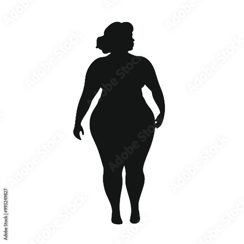 Overweight Fat Women Silhouette -vector illustration transparent background