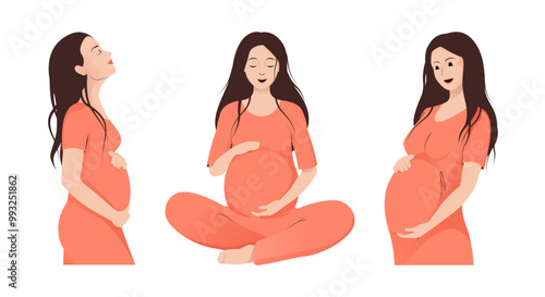 Pregnant woman in different poses