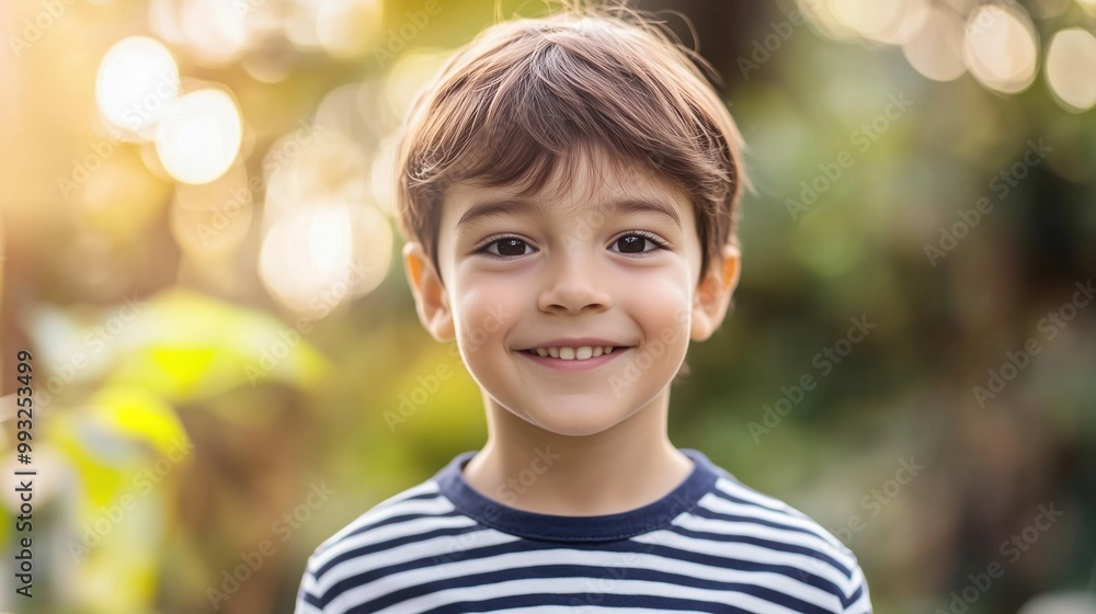 A young boy with brown hair and a smile on his face A young boy with brown hair and a smile on his face