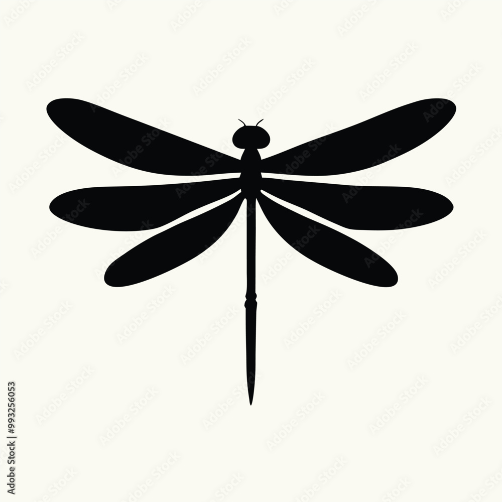 a black and white silhouette of a dragonfly, isolated white background a black and white silhouette of a dragonfly, isolated white background