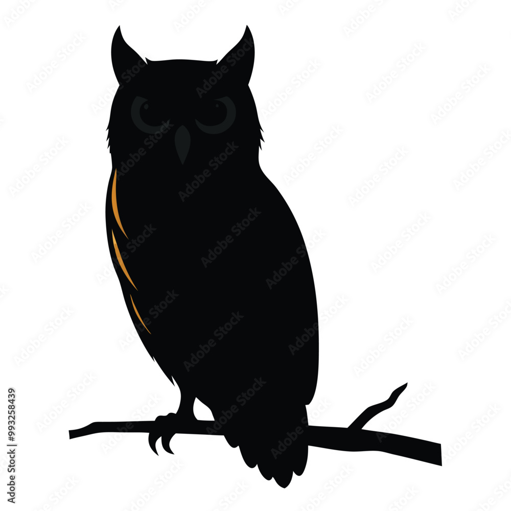 a black silhouette of an owl sitting on a branch a black silhouette of an owl sitting on a branch