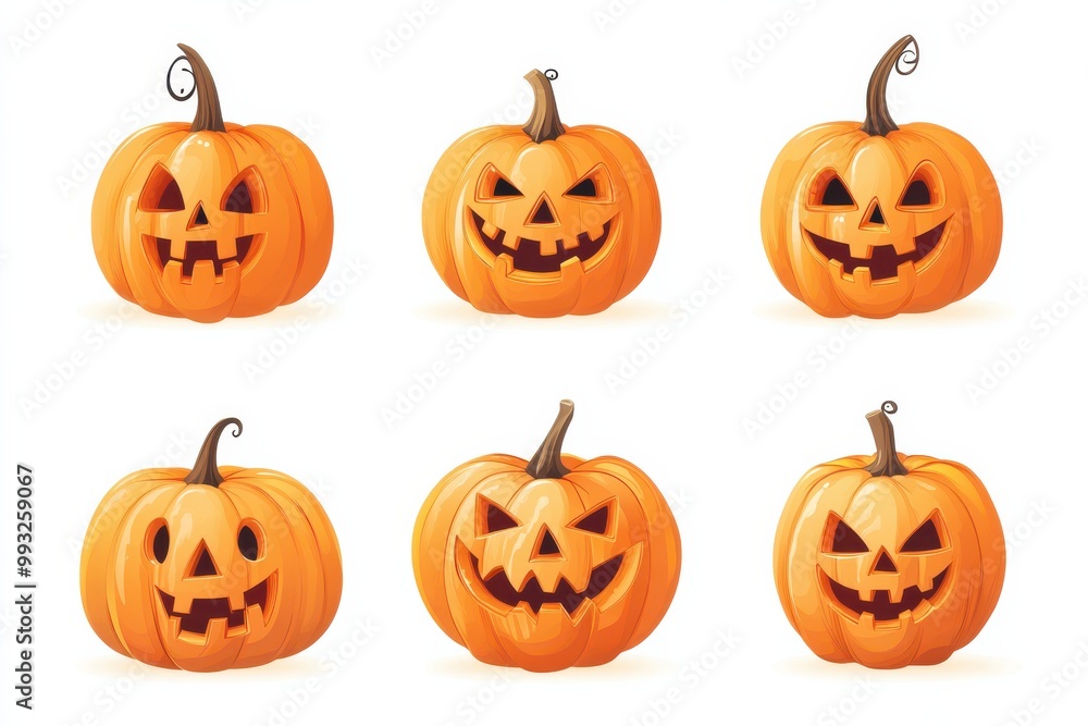 Halloween Pumpkins on White Background. Halloween Pumpkins on White Background.