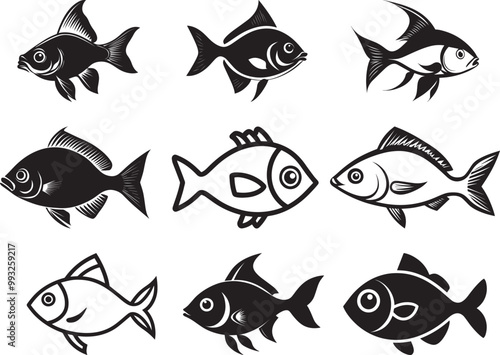 Collection of Fish vector silhouette