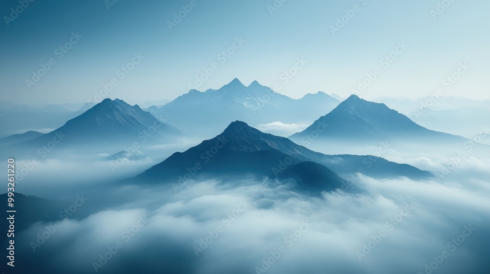 Fototapeta premium Stunning Mountain Range Soaring Above a Sea of Clouds
