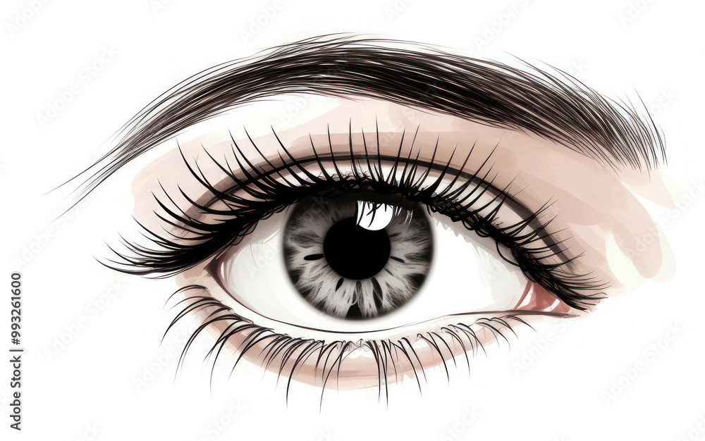 Fototapeta premium PNG Drawing eyelash sketch white background.