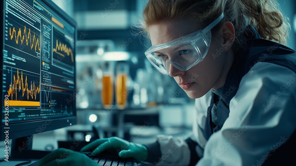 Scientist Analyzing Data in High-Tech Laboratory Scientist Analyzing Data in High-Tech Laboratory