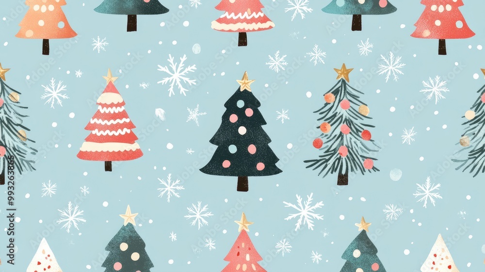 Christmas Tree Surrounded by Cute Kawaii Cartoon Characters, Colorful Monster Pattern Design Christmas Tree Surrounded by Cute Kawaii Cartoon Characters, Colorful Monster Pattern Design