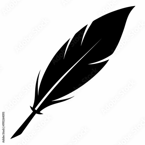 
quill feather pen silhouette, feather pen icon logo vector design, majestic feather
