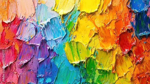 Multicolored art painting with oil brushstrokes. Textured wallpaper background illustration. Generative Ai