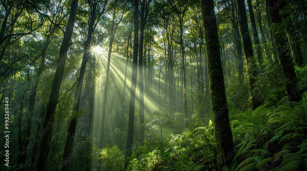 Obraz premium Serene Forest with Sunlight - Nature Background