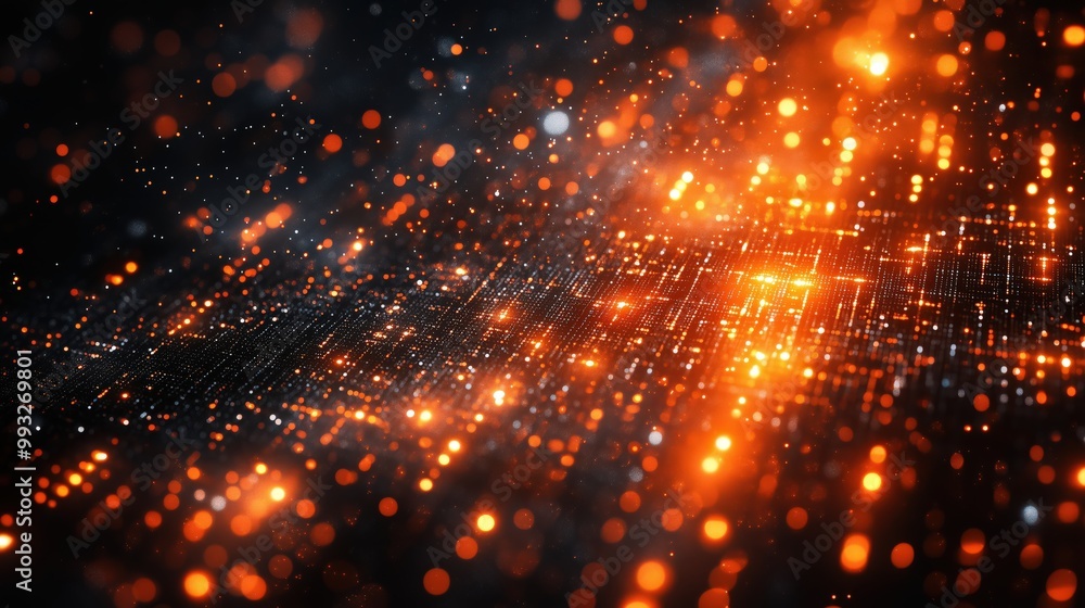 Fototapeta premium Abstract Illuminated Landscape with Glowing Particles