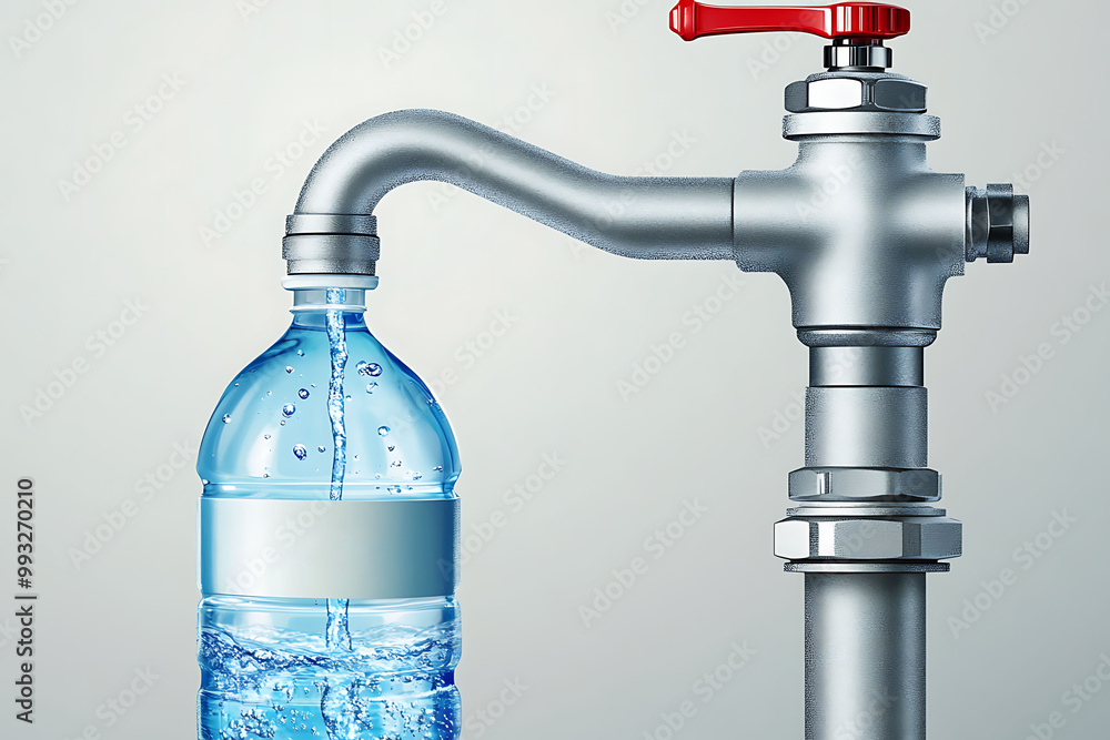 Faucet with flowing water and waves isolated on 3D rendering Faucet with flowing water and waves isolated on 3D rendering