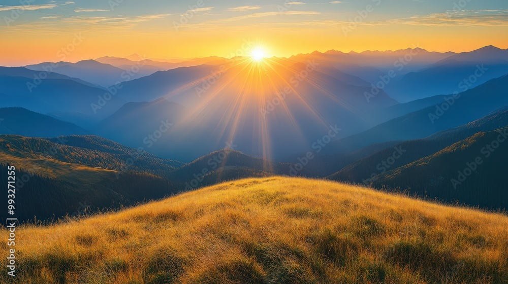 Fototapeta premium Majestic Mountain Landscape at Sunset - Nature Background