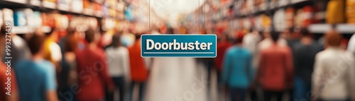 Wallpaper Mural Crowd shopping for doorbuster sales in a retail store, blurred background. Torontodigital.ca