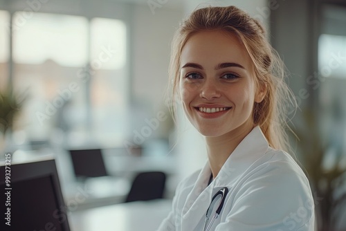 A Smiling Healthcare Professional in a Bright Office Setting Engages With a Patient During a Consultation in the Afternoon Free Download A Smiling Healthcare Professional in a Bright Office Setting Engages With a Patient During a Consultation in the Afternoon - GFXLoad