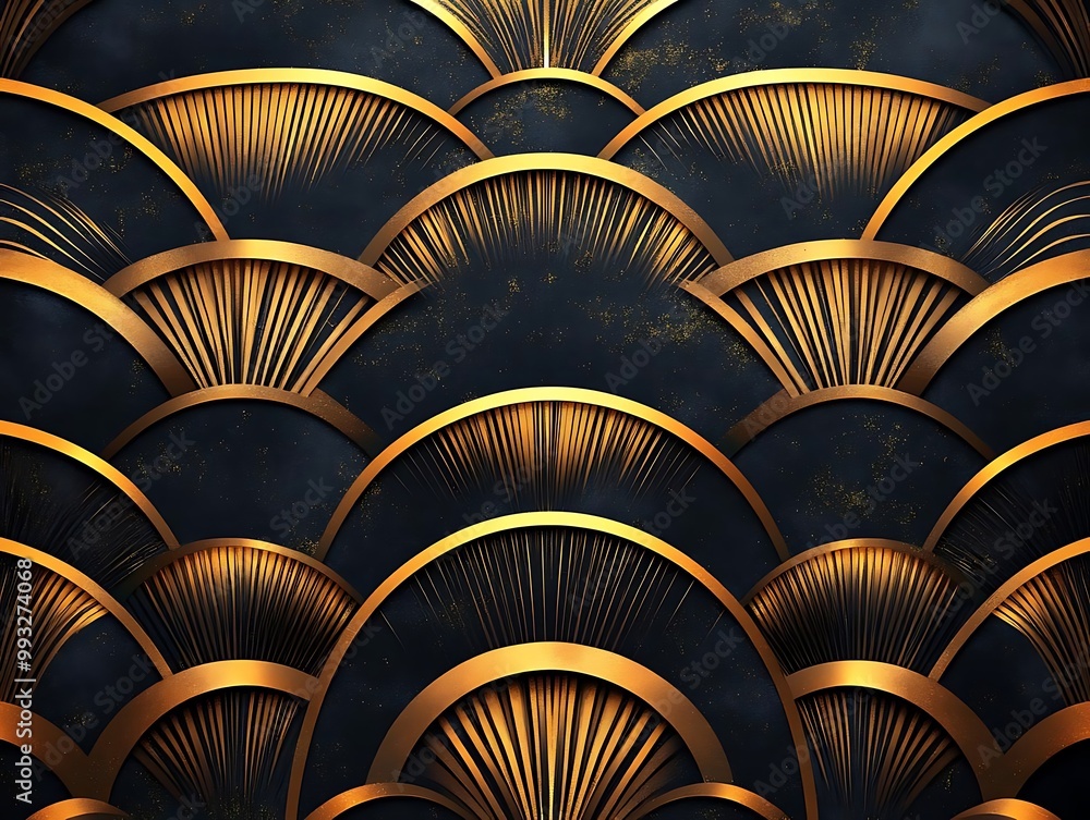 Golden Art Deco Abstract Background Illustration Golden Art Deco Abstract Background Illustration
