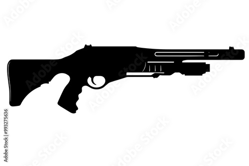 silhouette of a Shotgun with Tactical Grip