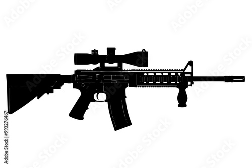 silhouette of a Tactical Carbine with Scope