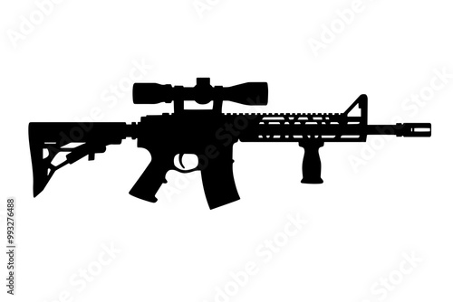 silhouette of a Tactical Carbine with Scope