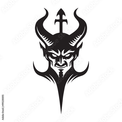 Devil silhouette icon vector art illustration isolated on white background.